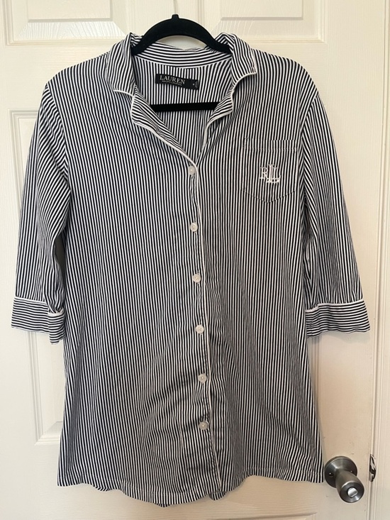 Lauren Ralph Lauren Other - Lauren Ralph Lauren Medium Navy & White Striped Cotton Sleep Shirt Resortwear